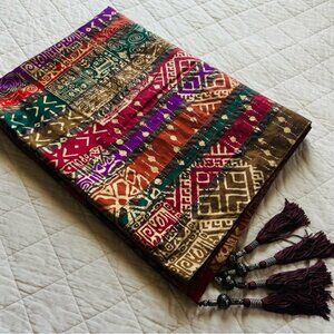 Bohemian Colorful Patterned Throw or Tablecloth with Tassels 40”x60”